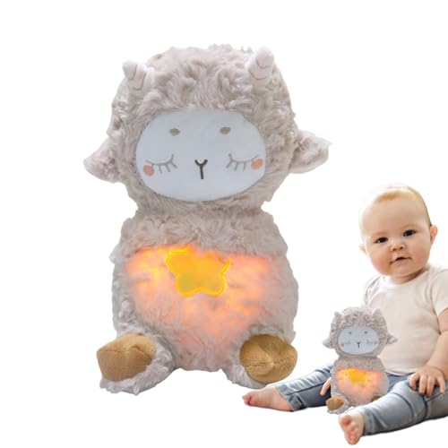 Plüsch-Lamm, beruhigende Puppe mit Nachtlicht, multifunktionale Schlafhilfe für Babys, , Mädchen, Teenager, Erwachsene von Genérico