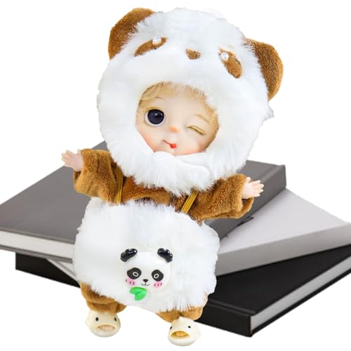 Plüschpuppen, Plüschpuppen, Lernpuppe für Kleinkinder, Reborn-Puppen mit abnehmbarer Panda-Kleidung, niedliche realistische Puppen, kleine Puppen für Mädchen und Jungen von Genérico