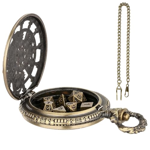 Pocket Watch Case Dice Set: Tragbare Unterhaltungswürfel, kleines Metall-Würfel-Set für Rollenspiele und Brettspiele, Dice of Entertainment für Brettspiele mit faszinierendem Design von Genérico
