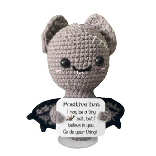 Positive Lebenskartoffel – Lustige positive Puppe zum Stricken | Häkeltiere mit Positivkarte | Plüsch-Puppe aus Wolle gestrickt, positive Häkelfledermaus für Kinder, Erwachsene, ho von Genérico