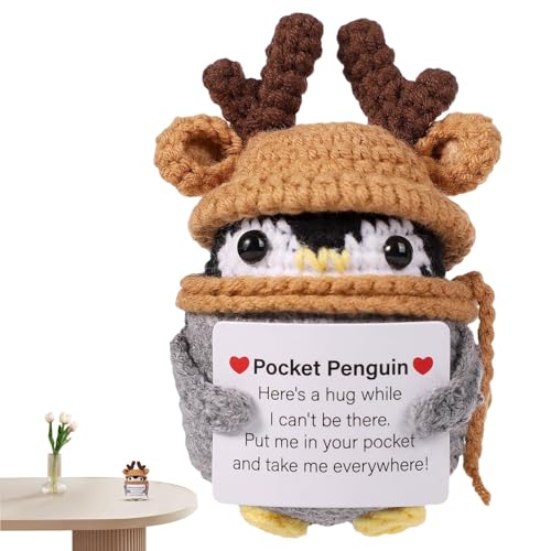Positives Leben, positiver Pinguin, kreative Wollkartoffel mit positiven Affirmationskarten, Taschenpuppe mit Tierumarmung, Weihnachtsspielzeug von Genérico