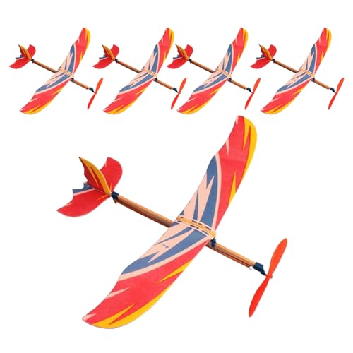 Powered Model Airplane, Rubber Band Airplane, Flying Toy, 5 Stück Aircraft Modellflugzeug Spielzeug für Kinder, Sturdy Handbrush Airplane, Modellflugzeug Spielzeug für Throwing Fun, Outdoor von Genérico