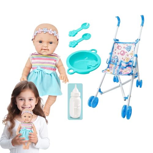 Puppe mit Kinderwagen, Kinderwagen-Set für Puppen, Esszimmerstuhl für Kleinkinder, Zubehör für Puppen, 25,4 cm (10 Zoll), Spielzeugwagen für Kinder, Spielwagen von Genérico