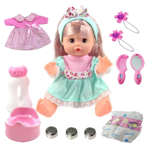 Puppen-Set für Kleinkinder, realistisches Getränk, 30,5 cm (12 Zoll) und Puppe mit Sound – Vor-Kindergartenspielzeug für Zuhause, Spielplatz, Frühlernzentrum, Jar von Genérico