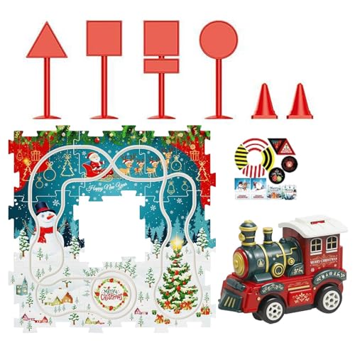 Puzzle Racer Kids Car Track Set - Weihnachts-Puzzlebahnen mit Zug | Puzzlewagen Spielzeug | Lernspiele für und Mädchen | Autospiel mit Puzzlebahn | Ro von Genérico