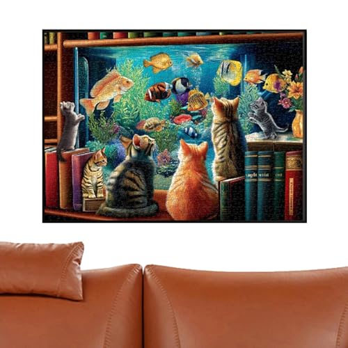 Puzzle für Erwachsene, Tierpuzzle, Puzzle für Erwachsene, buntes Katzenpuzzle und Aquarien, 1000 x Kunstsammlung, Herausforderungs-Spielzeug von Genérico
