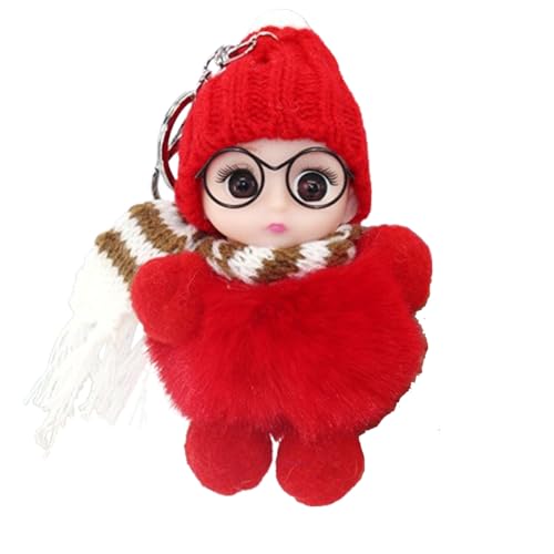 Schlüsselanhänger für Mädchen, für Rucksack, Puppenanhänger für Mädchen, niedlicher Plüschpuppen-Schlüsselanhänger, große Augen mit Brille, Schal und Mütze für Jungen und Mädchen Rucksack Schlüsselanhänger für Mädchen, für Rucksack, Puppenanhänger für Mädchen, niedlicher Plüschpuppen-Schlüsselanhänger, große Augen mit Brille, Schal und Mütze für Jungen und Mädchen Rucksack von Genérico