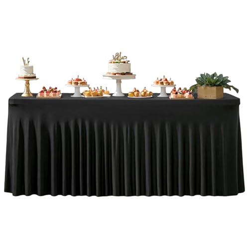 Schreibtischrock - Tischröcke für Halloween, 1,83 m, Plissee, weich, schwarz, Volant, Tischröcke für Hochzeit, Halloween, Babyparty, Weihnachten, Geburtstag, Buffet, Party, Bankett, Dekoration Schreibtischrock - Tischröcke für Halloween, 1,83 m, Plissee, weich, schwarz, Volant, Tischröcke für Hochzeit, Halloween, Babyparty, Weihnachten, Geburtstag, Buffet, Party, Bankett, Dekoration von Genérico
