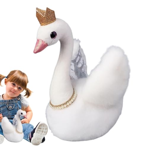 Schwanen-Plüschtier, Schwanen-Plüschtier, Plüschpuppe, Swan, 27,9 cm, mit Halskette, Schwanen-Spielzeug aus Plüsch, Plüsch-Spielzeug für Dec von Genérico