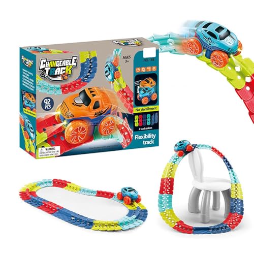 Schwerkraftauto mit wechselnder Strecke: Schwerkraftautospielzeug mit flexibler Strecke, 92 Stück, flexibles wechselndes Puzzlespiel für Autos Schwerkraftauto mit wechselnder Strecke: Schwerkraftautospielzeug mit flexibler Strecke, 92 Stück, flexibles wechselndes Puzzlespiel für Autos von Genérico