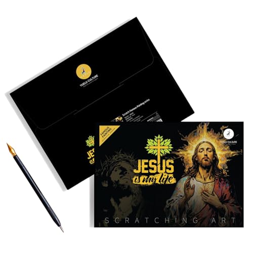 Scratch-Kunstspiele für Kinder, Jesus-Skizzen-Karte zum Kratzen – 1 Set kreatives Bastelset mit Kratzbrett-Aktivitäten für Erwachsene, Kinder ab 3 Jahren, Freunde, Männer Scratch-Kunstspiele für Kinder, Jesus-Skizzen-Karte zum Kratzen – 1 Set kreatives Bastelset mit Kratzbrett-Aktivitäten für Erwachsene, Kinder ab 3 Jahren, Freunde, Männer von Genérico