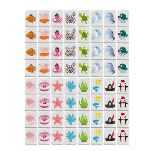 Seaside Escape Spielblöcke, Mahjong-Fliesen-Spiele mit 65 Fliesen, 30 mm Flaggen- und Maskottchenmuster, Familienbrettspiele von Genérico