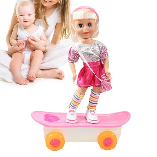 Skateboardpuppe, Rollerpuppe, interaktives Musikspielzeug für Skateboard, rotierendes Spielzeug für Stunt-Skateboards mit bunten blinkenden Lichtern und Musik zum Geburtstag, gefüllt von Genérico