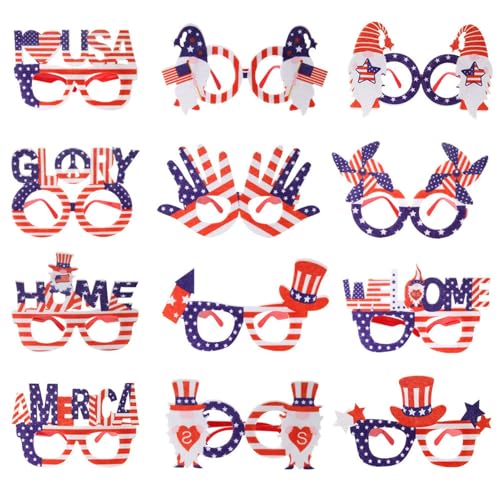 Sonnenbrille für den 4. Juli, patriotische Sonnenbrille, 12 x patriotische Dekorationen, Sonnenbrille für Motto-Partys, Zubehör für Pool-Partys Sonnenbrille für den 4. Juli, patriotische Sonnenbrille, 12 x patriotische Dekorationen, Sonnenbrille für Motto-Partys, Zubehör für Pool-Partys von Genérico
