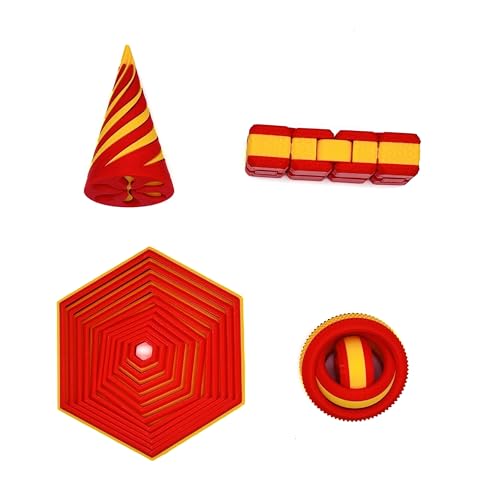 Spinner-Flagge mit spanischer Flagge, magischer Pyramide, Unendlichkeitswürfel und Fraktal Fidget Hexagon, patriotisches Geschenk für Spanien, Anti-Stress-Pack zum Entspannen mit spanischer Flagge von Genérico