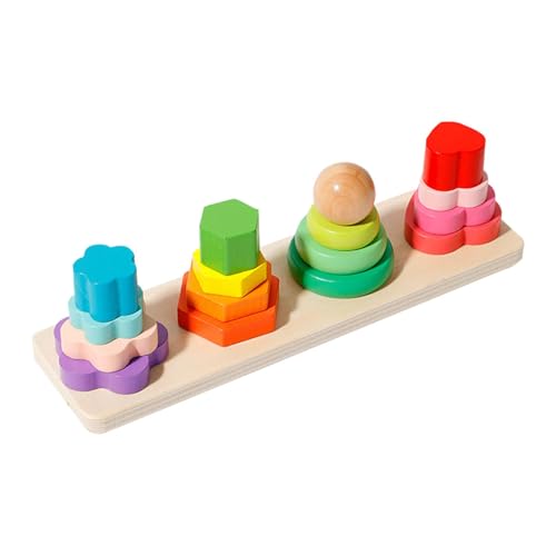 Stapelbares Spielzeug aus Holz, stapelbares Spielzeug, Vier-Säulen-Blöcke für Kinder, Vier-Säulen-Blöcke für Kinder, stapelbarer Turm mit vier Säulen für von Genérico