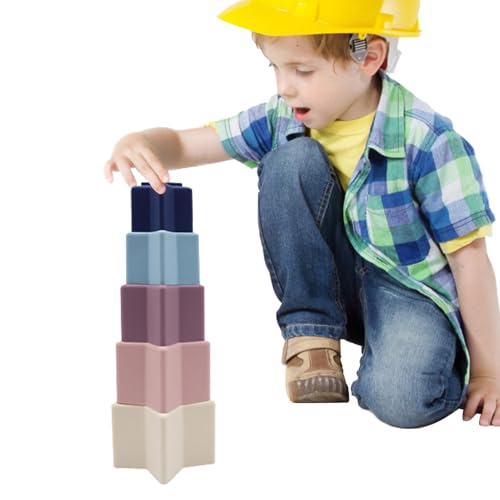 Stapelspielzeug aus Silikon, Bausteine aus Silikon für Lernen und Entwicklung, 5 Teile aus Silikon, stapelbares Spielzeug für Zahnärztchen Stapelspielzeug aus Silikon, Bausteine aus Silikon für Lernen und Entwicklung, 5 Teile aus Silikon, stapelbares Spielzeug für Zahnärztchen von Genérico