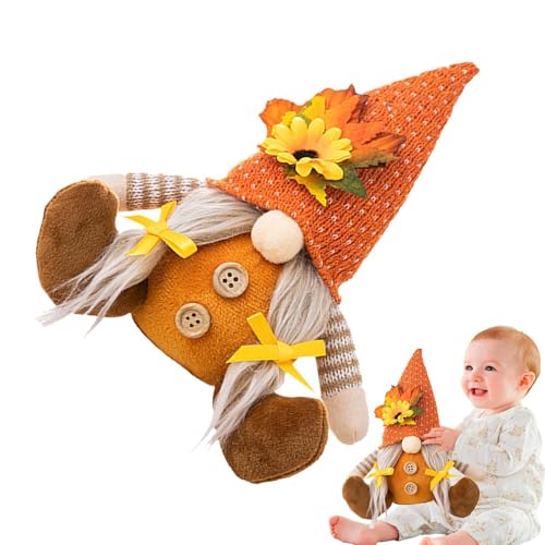 Thanksgiving-Puppe – Sonnenblumen-Gesichtslose Puppe | Herbstdekoration mit Ahornblatt | Luxuriöse schwedische Zwerge Ornamente für Heimdekoration von Genérico