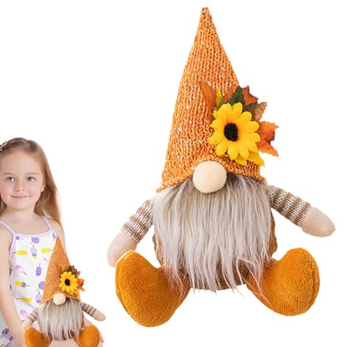 Thanksgiving-Puppe – Sonnenblumen-Gesichtslose Puppe | Herbstdekoration mit Ahornblatt | Luxuriöse schwedische Zwerge Ornamente für Heimdekoration von Genérico
