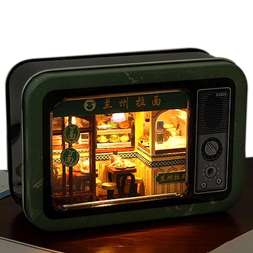 Tiny Doll House Kit – Retro-TV-Styling-Modell, chinesisches Miniatur-Puppenhaus-Set, batteriebetrieben, Spielzeug für Frauen und Mädchen zum Geburtstag/Weihnachten/Jahrestag Tiny Doll House Kit – Retro-TV-Styling-Modell, chinesisches Miniatur-Puppenhaus-Set, batteriebetrieben, Spielzeug für Frauen und Mädchen zum Geburtstag/Weihnachten/Jahrestag von Genérico