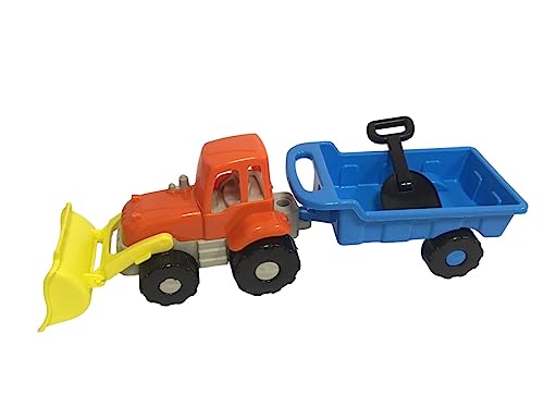 Traktor Spielzeug Strand Bagger Traktor mit Schaufel und Anhänger Traktor mit Anhänger Spielzeug Meer Strand Pool Garten Traktor Kunststoff Spiele Strand Spiele Meer für Kinder von Generico