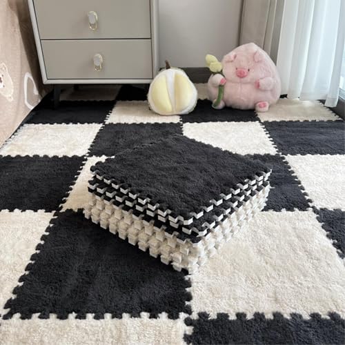 Verflochtene Bodenmatte aus Plüschschaum, 20 Stück für den Boden, quadratische ineinandergreifende Teppichfliesen, Puzzle-Schaumstoff-Bodenmatte von Genérico