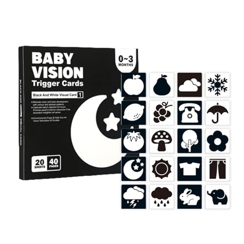 Visuelle Stimulationskarten, 20 Flash-Karten zur visuellen Stimulation für Babys, visuelle Stimulation, sensorische Entwicklung für Neugeborene von 0 bis 3 Monaten von Genérico