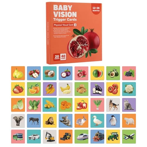 Visuelle Stimulationskarten, 20 Flash-Karten zur visuellen Stimulation für Babys, visuelle Stimulation, sensorische Entwicklung für Neugeborene von 0 bis 3 Monaten von Genérico