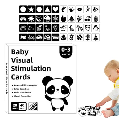Visuelle Stimulationskarten für Babys, visuelle Karten für Kinder, schwarze und weiße Karten zur sensorischen Entwicklung, Lernkarten zur visuellen Stimulation von Genérico