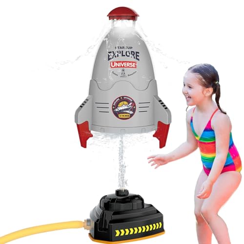 Wasserspielzeug für Kinder im Freien, Raketenwurfspielzeug | Toy Rocke Einstellbare Sprühhöhe T - Flaschenraketenstart Spielzeug mit manueller Wasserpumpe, Rot von Genérico