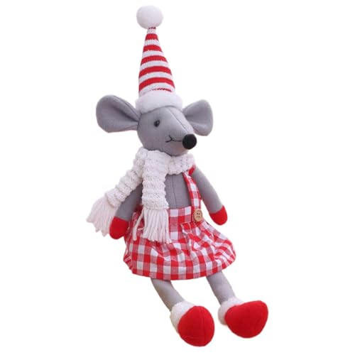 Weihnachtliches Plüschtier, Weihnachtsmäusedekoration - Weihnachtsdekorationen von Mäusen gefüllt mit langen Beinen aus kariertem Stoff - Gemütliche Weihnachtsspielzeugpuppe, Plüschtiere Weihnachtliches Plüschtier, Weihnachtsmäusedekoration - Weihnachtsdekorationen von Mäusen gefüllt mit langen Beinen aus kariertem Stoff - Gemütliche Weihnachtsspielzeugpuppe, Plüschtiere von Genérico