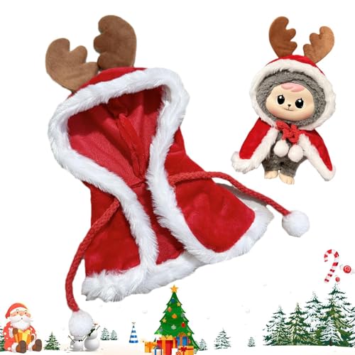 Weihnachtskleidung für Puppen, Umhang für Puppen, Kleidungs-Set für Puppen, Weihnachtskleidung für Puppen, Dekoration für Puppe mit Geweih Umhang, niedlicher Puppenkostüm von Genérico