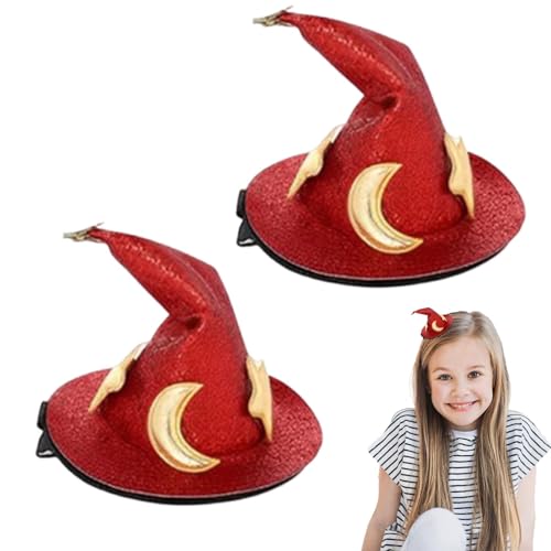 Zauberer Hut Clip Halloween Haarnadel 2 Stück Halloween Kleidung Pin Stern und Mond Kostüm Zauberer Hut Haarnadeln Damen von Genérico