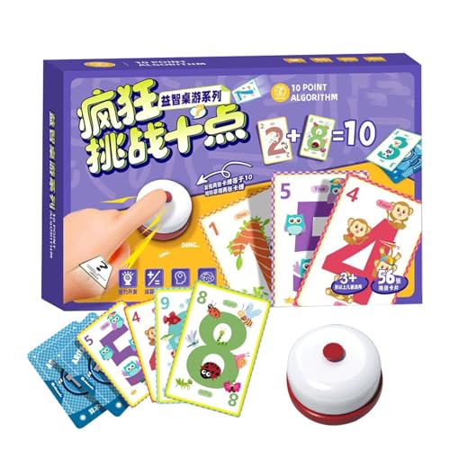 Zehn Herausforderungs-Kartenspiel, Mathematik-Lernkartenspiel – Mathematik lernen Flash-Kartenspiele – pädagogische Ergänzungsaktivitäten, Zubehör für Spaß Zehn Herausforderungs-Kartenspiel, Mathematik-Lernkartenspiel – Mathematik lernen Flash-Kartenspiele – pädagogische Ergänzungsaktivitäten, Zubehör für Spaß von Genérico
