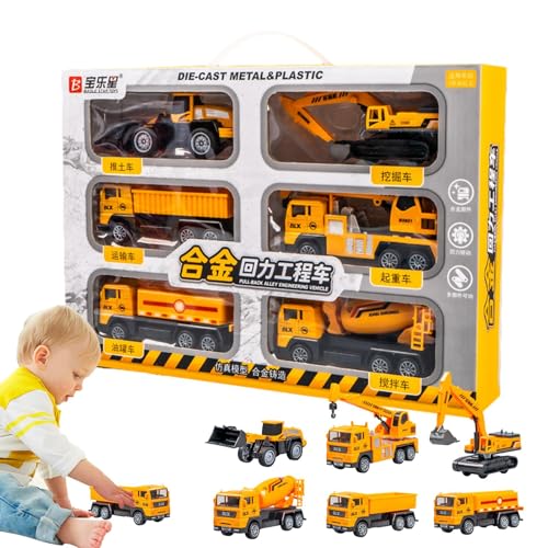 Ziehen Sie Auto-Spielzeug, Baufahrzeug-Spielzeug, Spielzeug für Baufahrzeuge, 6 x Toys Heavy Duty, abnehmbares Kranspielzeug aus Legierung für Bagger von Genérico