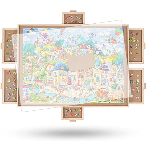 2000 Teile, drehbar, Puzzleboard mit 6 Schubladen und Deckel, 29,6 x 41,3 cm, tragbar, für Erwachsene von Générique