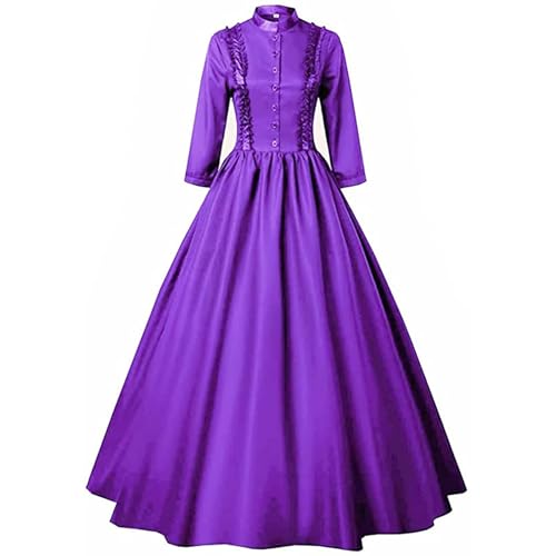 2025 Mittelalterliches Kleid für Damen Retro Maxi Kleider Gothic Viktorianische Königin Renaissance Cosplay Karneval Maskerade Mittelalter Verkleidungen Langarm Kostüme für Halloween von Générique