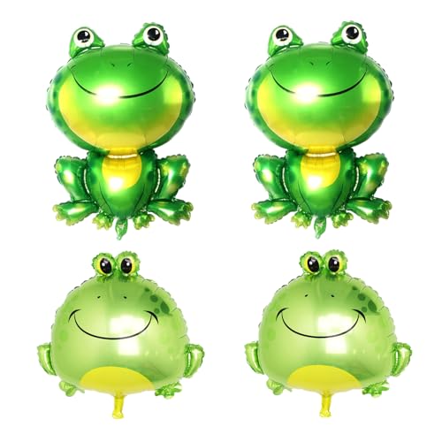 4 Stück Cartoon Frosch Folienballon Set, Süße Tiere für Kinder, kreatives aufblasbares Spielzeug, Geburtstagsfeier Dekoration, 2 Groß und 2 Klein 4 Stück Cartoon Frosch Folienballon Set, Süße Tiere für Kinder, kreatives aufblasbares Spielzeug, Geburtstagsfeier Dekoration, 2 Groß und 2 Klein von Générique
