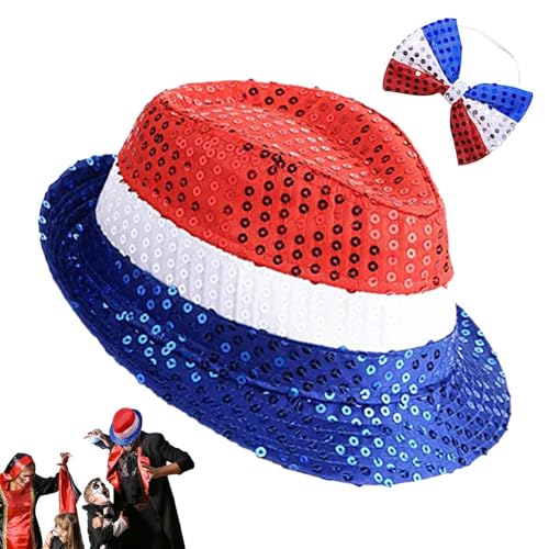 4. Juli Hut und Fliege, Kostümzubehör für den 4. Juli | weißer roter Hut und Fliege patriotisches Kostüm – Masquerade Gathering tragen Neuheit Kleidung 4. Juli Hut und Fliege, Kostümzubehör für den 4. Juli | weißer roter Hut und Fliege patriotisches Kostüm – Masquerade Gathering tragen Neuheit Kleidung von Générique
