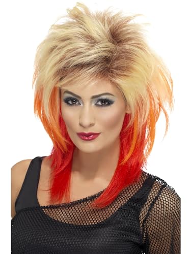 Smiffys 80er Vokuhila Perücke, Blond, mit roten Strähnen Smiffys 80er Vokuhila Perücke, Blond, mit roten Strähnen von Smiffys