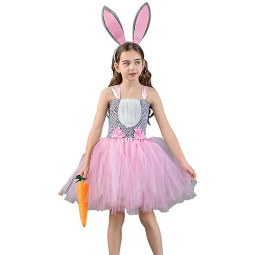 Ärmelloses Netzkleid, ärmelloses -Outfit, Sommer-Prinzessinnenkleider aus Netzstoff mit Karotten aus Plüsch, Prinzessinnen-Cosplay-Kleidung für kleine Mädchen, Ostern, Versammlung, von Générique
