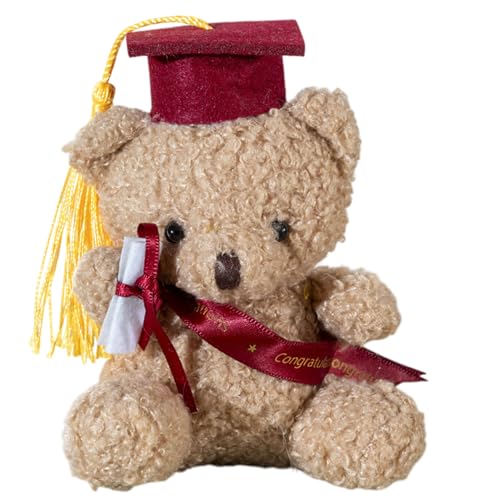 Abschlussbär – Plüschtier Bär | aus Plüsch von 5,1 Zoll mit einem und einem Abschluss | Erinnerungsstück, Schreibtischdekoration Tier für Kindergarten, Schule, Schule von Générique