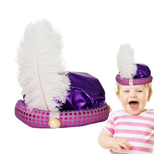 Aladdin Sultan Hut-Prinzen-Turban mit Federn und Perlen | Eleganter Kostümhut mit Pailletten-Design | Headgorear, perfekt für Karneval, Mottopartys und Access von Générique