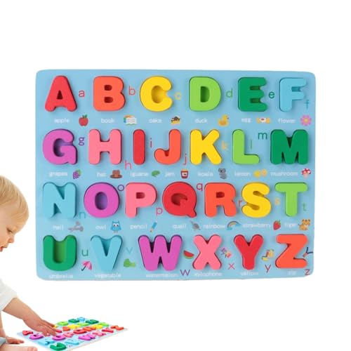 Alphabet-Puzzle aus Holz, Buchstaben-Puzzle für – Buchstaben-Puzzle aus buntem Holz, waschbar, für frühes Lernen, dekoratives Puzzlebrett für und Mädchen, von Générique