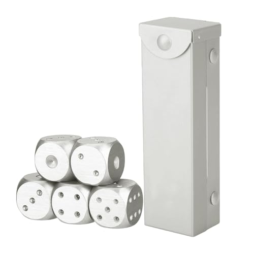 Aluminium Würfel, Metall Spielwürfel - Stabiles Metall Würfelspiel für Pokerspiele | Stabiles Metallwürfelspiel, stabiles Metallwürfelspiel, Tragbares Würfelspielzeug, kleines Würfelspiel für von Générique