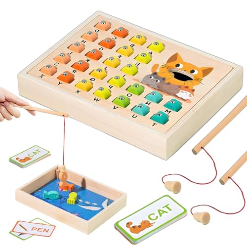 Angelspiel für Wortspiele mit Sicht - Wortschreibung Lernbox Wörterbuchstabierung Holzspielzeug - kognitives Lernen der Feinmotorik Alphabet Puzzle Eltern-Enf Interaktion Angelspiel für Wortspiele mit Sicht - Wortschreibung Lernbox Wörterbuchstabierung Holzspielzeug - kognitives Lernen der Feinmotorik Alphabet Puzzle Eltern-Enf Interaktion von Générique