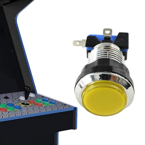 Arcade-Spielkonsoden-Drucktaste, Spielekonsoden-Taste mit Licht | Kleiner silberner Druckknopf für die Arcade-Maschine, integriertes Glühbirnen-Set für Internetcafe, Schlafzimmer, S von Générique