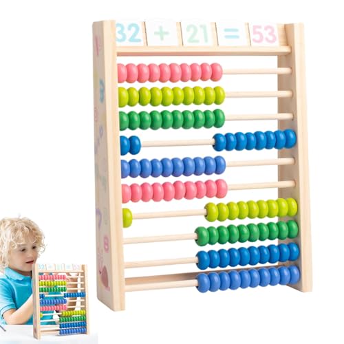 Arithmetische Tafel aus Holz, Abakus für Mathematik, Arithmetikrahmen, bunt, aus Holz, 10 Reihen | Grundschulbedarf mit 100 Perlen, Multi-Zählspielzeug von Générique