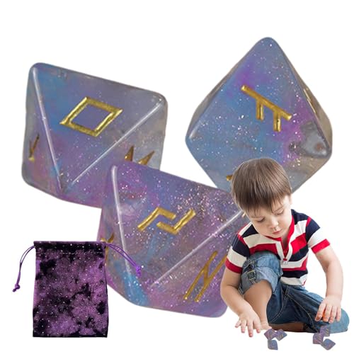 Astrologie-Würfel, Runenwürfel, 8-seitig, astrologische Würfel zur Vorhersage, Rune Wahrsagen, Astrologie, Würfel aus Polyedrischem Kunstharz, Würfel, Set mit Beutel mit Kordelzug für Tischspiele von Générique
