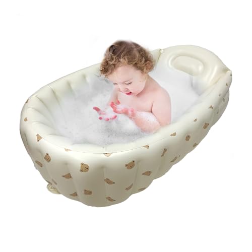 Aufblasbare Babybadewanne, tragbar, faltbar, für Kleinkinder, mit Luftkissenhalterung | weiches Schwimmbad, Duschbecken geeignet für Reisen, Baby Spa Badewanne von Générique